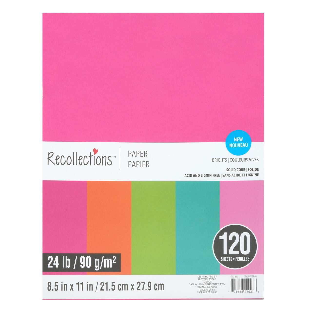 8 Packs: 120 ct. (960 total) 8.5" x 11" Mixed 24lb. Solid Core Paper by Recollections™
